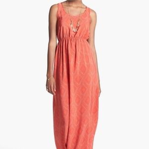 Soprano Cut-Out Back Maxi Dress Orange Geo Print Size XS